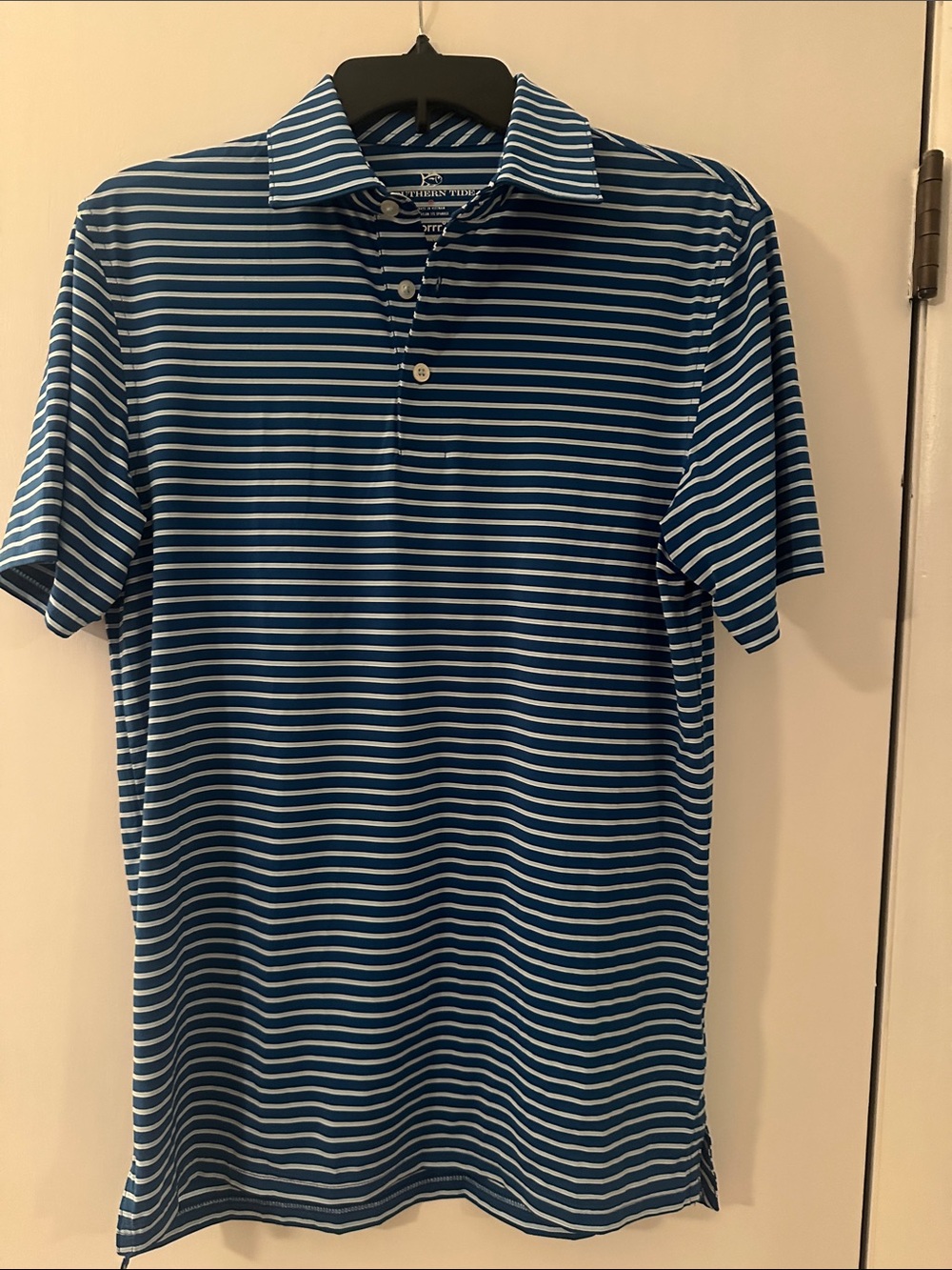 Southern Tide Blue and White Striped Polo Size Small
